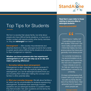 image of the first page of Standalones top tips for estranged students