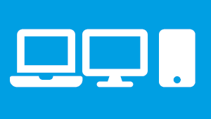 Icons of IT kit, blue, white