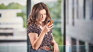 Lady looking at mobile phone