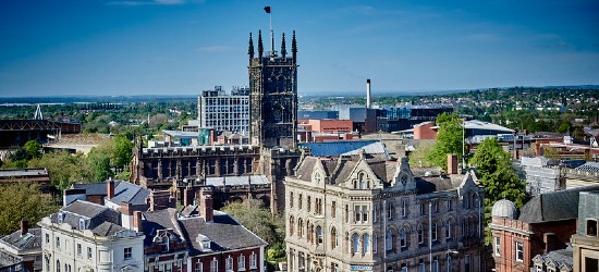 Photograph of the Wolverhampton skyline with the heights of various tall buildings visible.