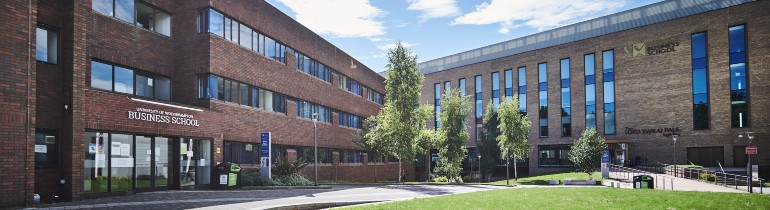 Photograph of a courtyard within the University of Wolverhampton Business School.