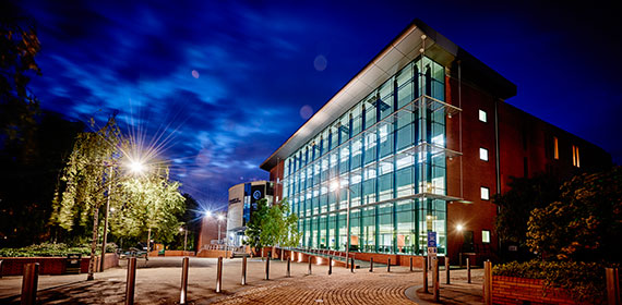 Virtual Tour Button - Ambika Paul Building at Night