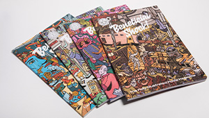 Four stacked issues of BENEFICIAL SHOCK film magazine