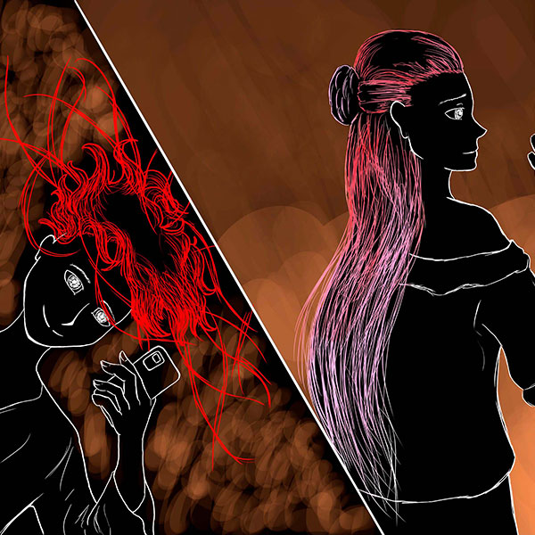 A variety of figures interacting on a variety of backgrounds