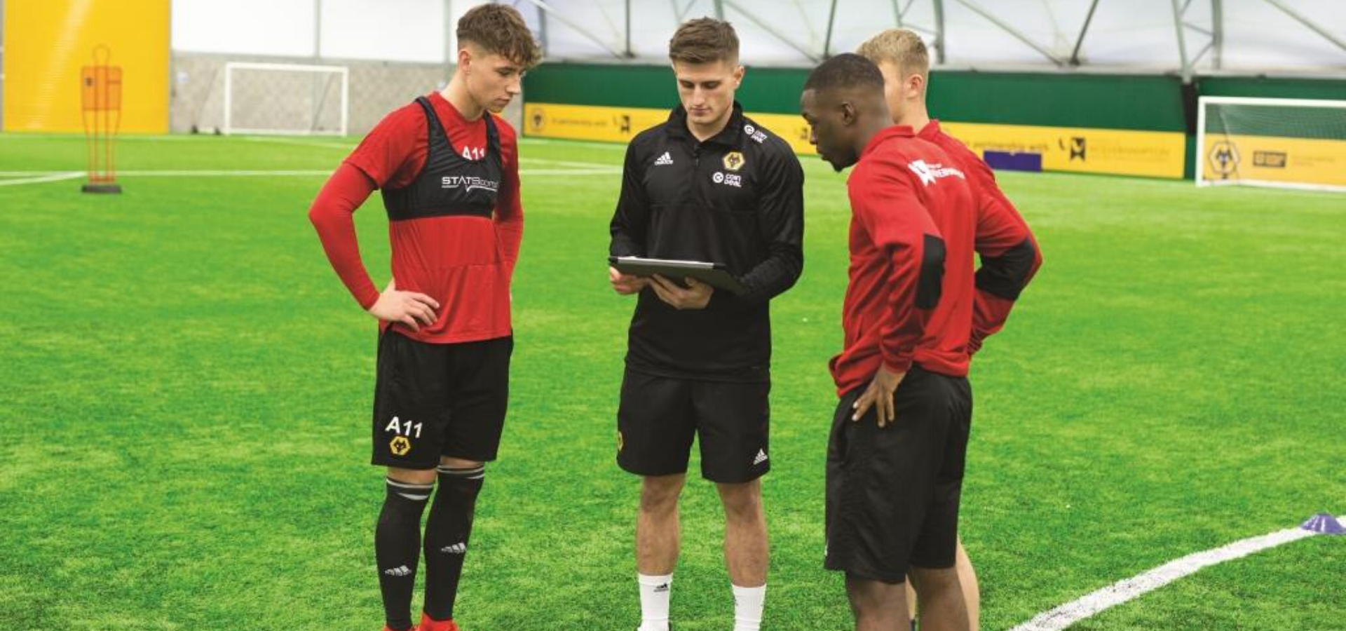 Students on a training pitch