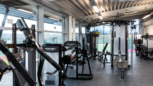 Photograph of gym machines from Walsall campus including cable, biceps and triceps machines