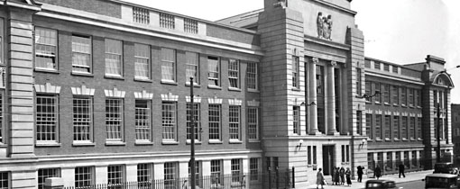 A black and white photograph of the University of Wolverhampton's Wulfruna building.